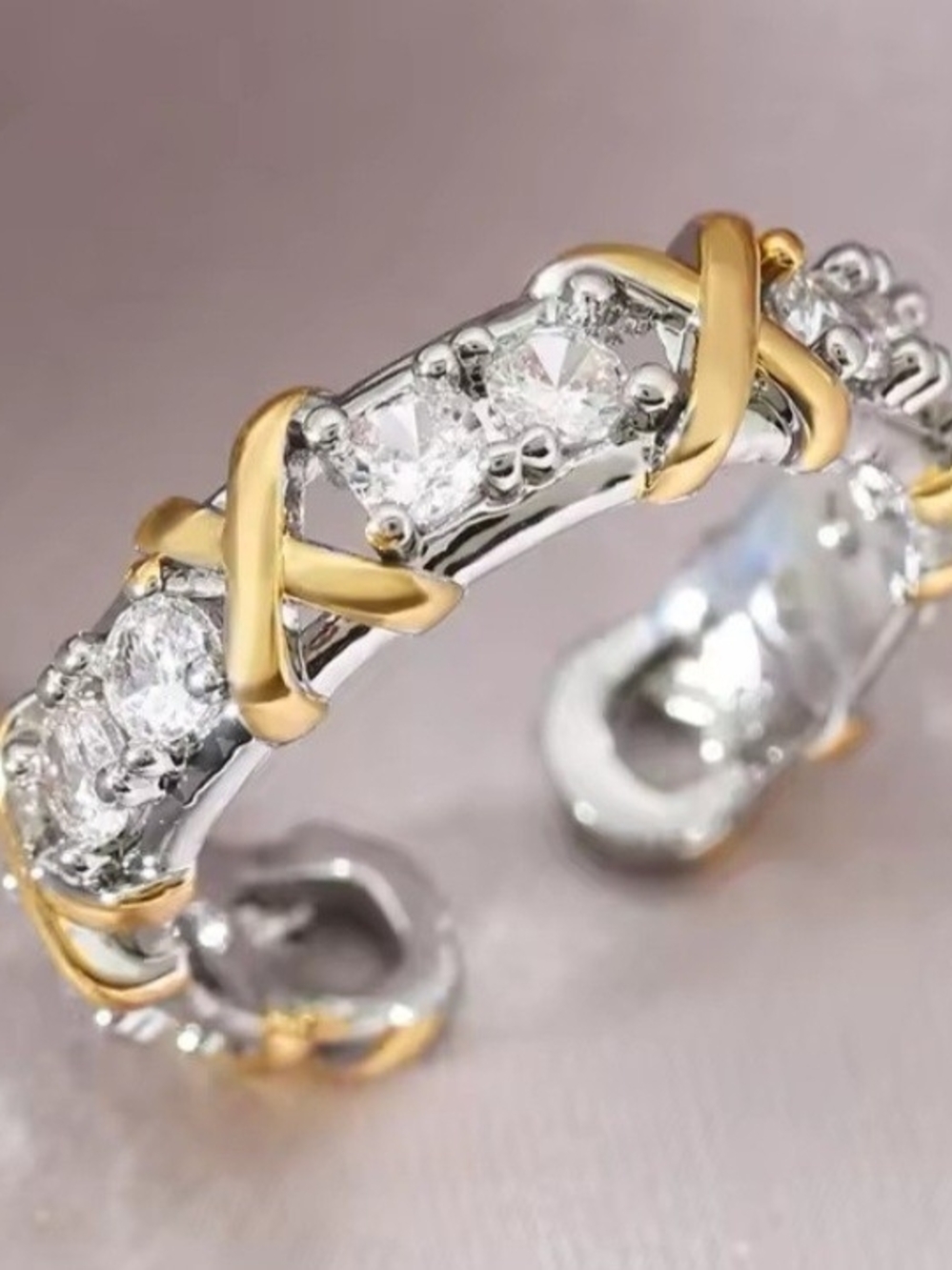 Two-Tone Gold & Silver Open Ring.